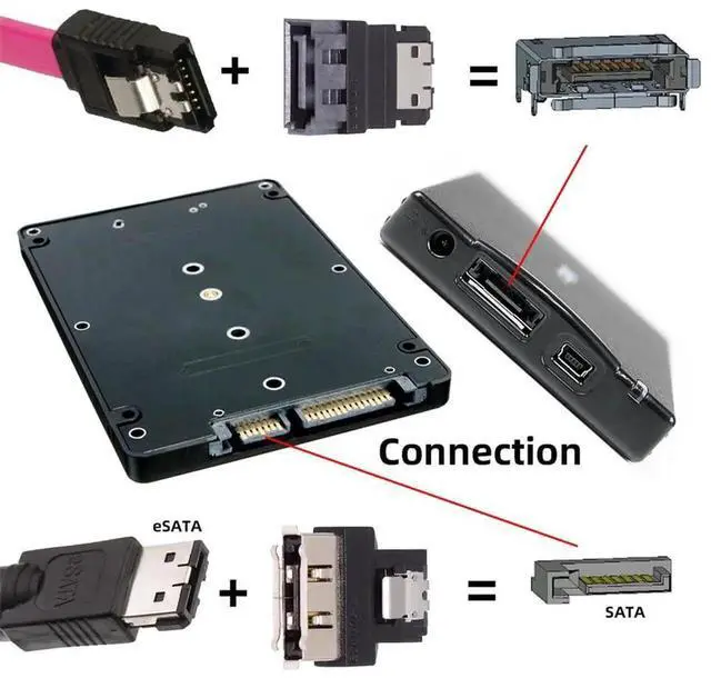 Alt view image 4 of 7 - WRIARICH 2PCS 7Pin SATA to eSATA Adapter, Male to Female Extender Converter for SSD & Hard Drive