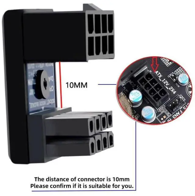 Alt view image 5 of 7 - WRIARICH 2 Pack 360° Up & Down Angled EPS 8Pin Power Adapter, Male to Female Header for CPU 12V Power Supply