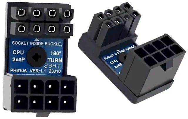 Main image of WRIARICH 2 Pack 360° Up & Down Angled EPS 8Pin Power Adapter, Male to Female Header for CPU 12V Power Supply