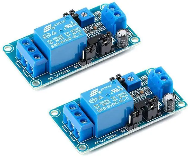 Main image of WRIARICH 2Pcs DC 5V Adjustable Delay Relay Module, 0.1s~Wide Range Timing Control Board, Trigger On/Off Delay Switch for Smart Home Automation