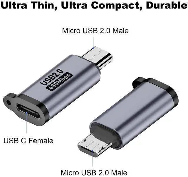 Alt view image 2 of 5 - WRIARICH 4 Pack Grey Micro USB Male to USB C Female Adapter, USB 2.0 Charging & Data Sync Converter Compatible with Samsung Galaxy S7/S7 Edge, Nexus 5/6 & Micro USB Devices