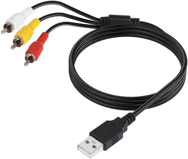 Main image of WRIARICH 5FT/1.5M USB 2.0 A Male to 3 RCA Male Composite AV Cable, USB to Triple RCA Audio Video Splitter Cord for Vizio TVs & AV Media Devices