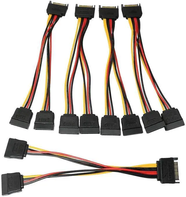 Alt view image 4 of 4 - WRIARICH 5 Pack 20cm 15Pin SATA Power Y Splitter Cables, SATA Male to Dual 15Pin Female Power Extension Adapter Cord