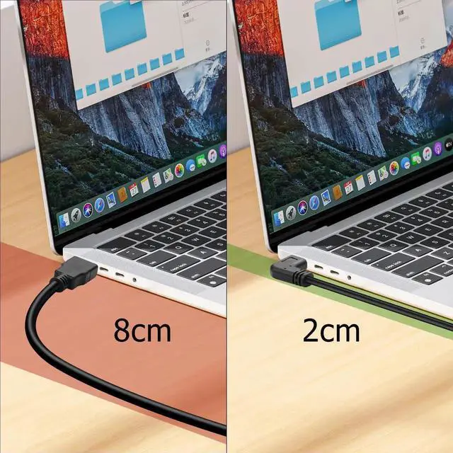 Alt view image 2 of 6 - WRIARICH Right Angle 90° Coiled Mini HDMI to HDMI Cable, Stretchable Mini HDMI Male to Standard HDMI Male Cord for DSLRs, Camcorders, Cameras, Portable Screens & Field Monitors