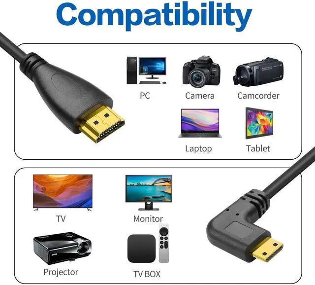 Alt view image 3 of 6 - WRIARICH Right Angle 90° Coiled Mini HDMI to HDMI Cable, Stretchable Mini HDMI Male to Standard HDMI Male Cord for DSLRs, Camcorders, Cameras, Portable Screens & Field Monitors