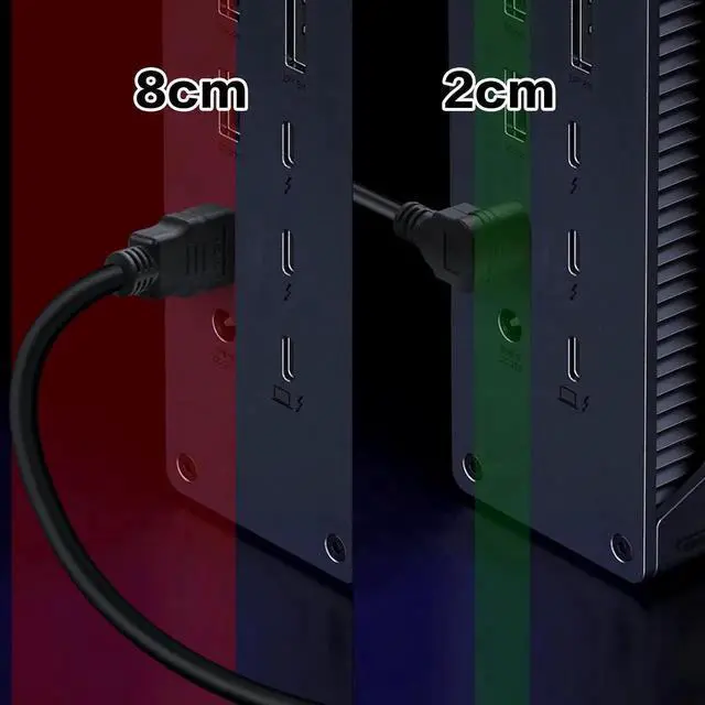 Alt view image 3 of 7 - WRIARICH Up Angle 90 Degree Coiled Mini HDMI to HDMI Cable, Mini HDMI Male to Standard HDMI Male Retractable Stretch Cord for DSLR, Camcorder, Camera, Portable Screen & Monitor