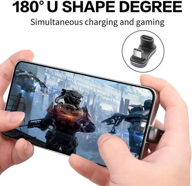 Alt view image 2 of 6 - WRIARICH 2 Pack 180 Degree U Shape USB C Adapter, USB A to C & USB C to C Elbow Connector 140W PD Charging 10/20Gbps Data Transfer Compatible with Laptop Phone Tablet