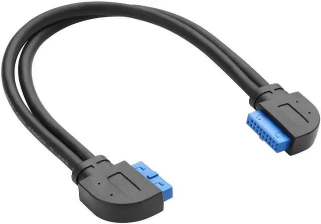 Main image of WRIARICH 1ft/30cm 90 Degree USB 3.0 20Pin Motherboard Extension Cable, 19/20Pin Female to Female Front Panel Header Cord