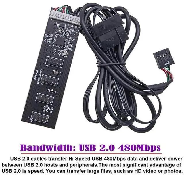 Alt view image 5 of 7 - WRIARICH USB 2.0 9/10Pin Header 1 to 4 Splitter Cable with IDE 5V Power Connector, Internal Port Multiplier Hub for PC