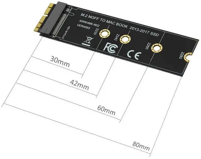 Alt view image 3 of 7 - WRIARICH M-Key M.2 to 12+16Pin SSD Adapter Card, Compatible with MacBook Air 2013-2017 A1465 A1466 / Pro A1398 A1502 A1419, Supports 2230-2280 NVMe SSD