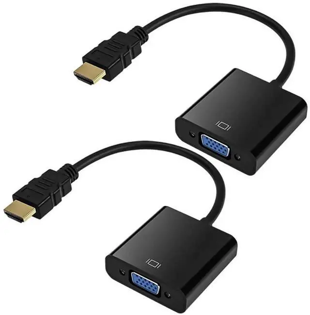 Main image of WRIARICH 2 Pack Gold-Plated HDMI Male to VGA Female Adapter Black, HDMI to VGA Video Converter for Laptop PC Monitor Projector HDTV Xbox Raspberry Pi Roku Chromebook