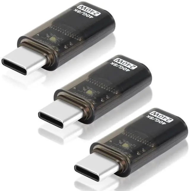 Main image of WRIARICH 3 Pack 40Gbps USB C Male to Female Extender Adapter, 240W PD Fast Charging Type-C Extension Converter with LED Indicator, Support Audio & Video for Laptops, Tablets & Phones