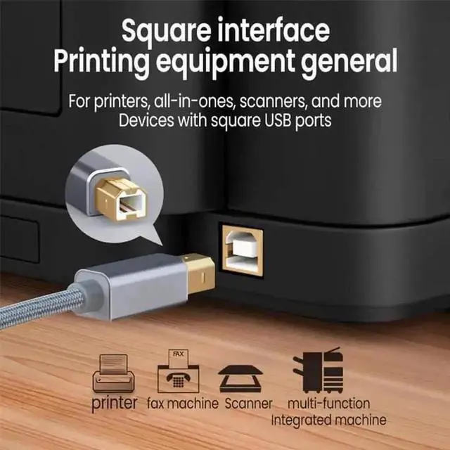 Alt view image 2 of 7 - WRIARICH 3.3ft USB-C to USB-B Printer Cable, Type C to B Male Cord for MacBook, Chromebook, iPad Pro, HP & Canon Printers