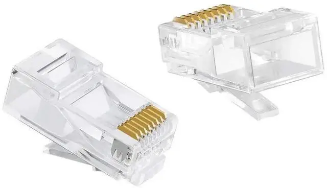 Alt view image 3 of 7 - WRIARICH 10 Pack Transparent Cat6 RJ45 UTP Crimp Connectors, 8P8C Ethernet Cable Plug Ends for Solid & Stranded Network Wires