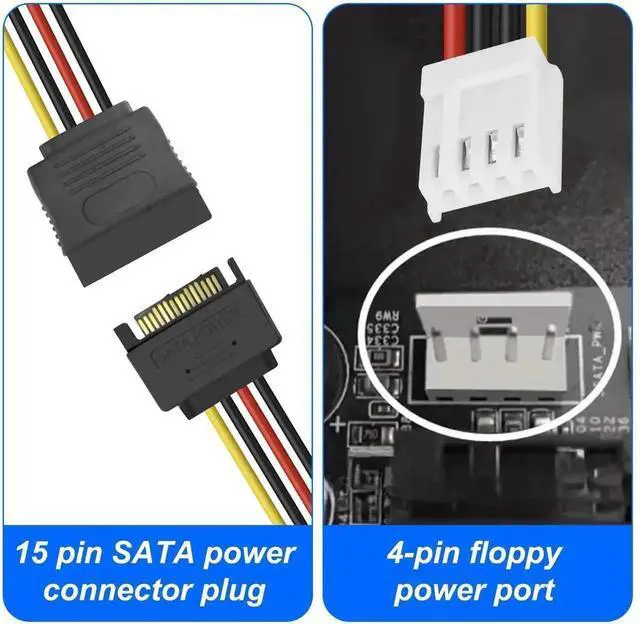 Alt view image 4 of 7 - WRIARICH 2 Pack 20CM 4Pin FDD to 15Pin SATA Male Power Cable for Hard Drives
