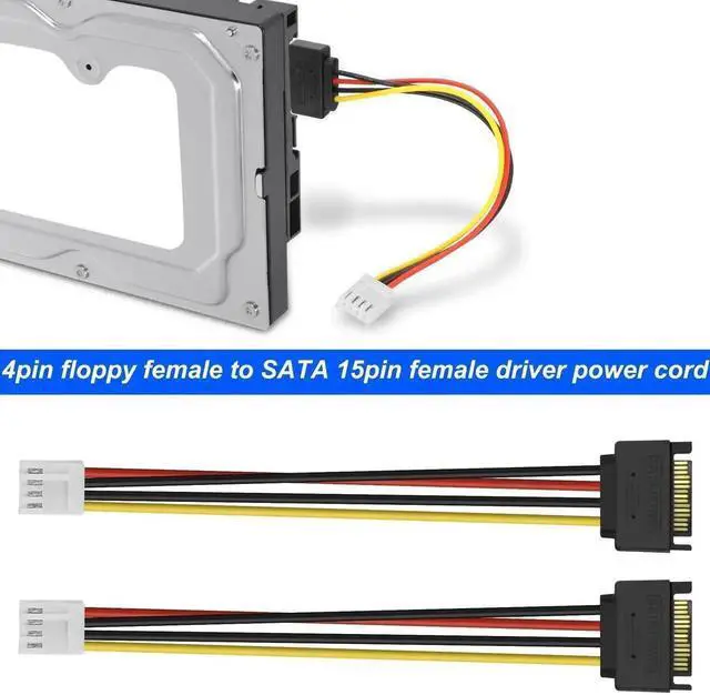 Alt view image 6 of 7 - WRIARICH 2 Pack 20CM 4Pin FDD to 15Pin SATA Male Power Cable for Hard Drives