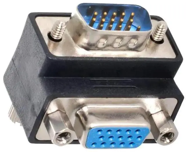 Alt view image 4 of 7 - WRIARICH Degree Down Angled HDB15Pin VGA Male to Female Gender Changer, SVGA D-Sub Video Adapter for Graphics Card, Monitor & Projector