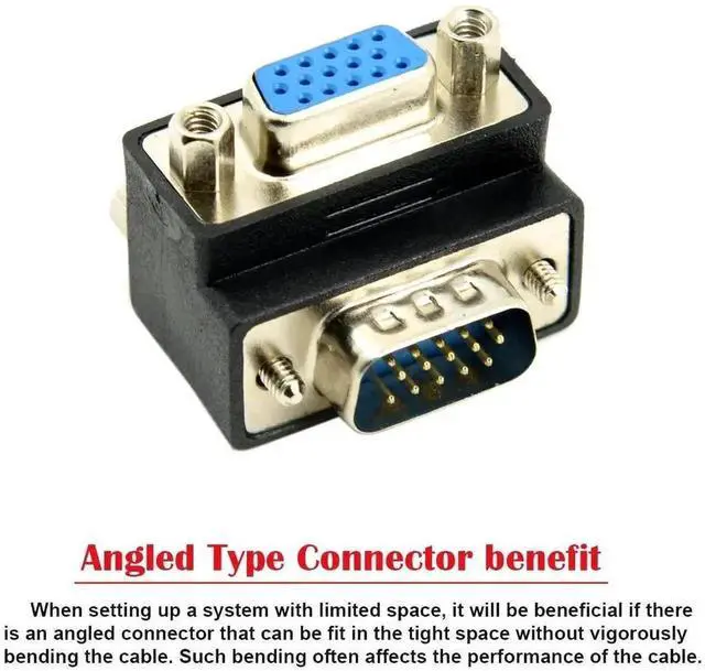 Alt view image 5 of 7 - WRIARICH Degree Down Angled HDB15Pin VGA Male to Female Gender Changer, SVGA D-Sub Video Adapter for Graphics Card, Monitor & Projector