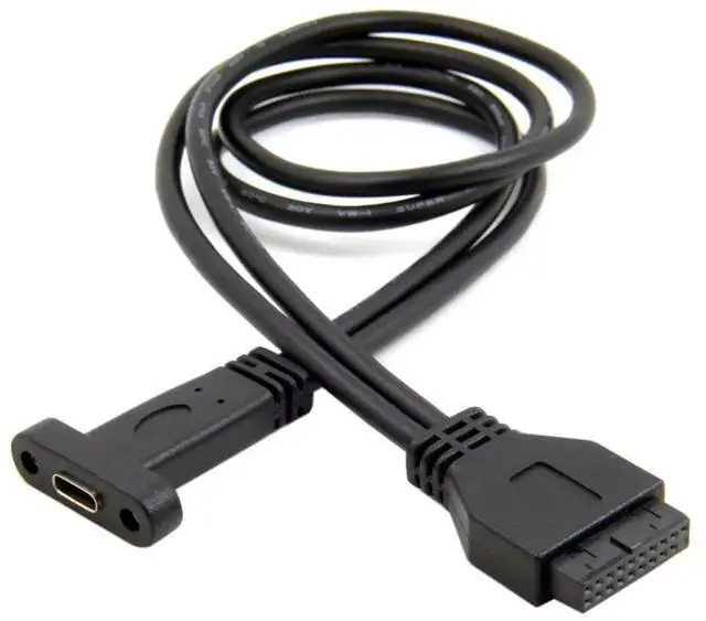 Alt view image 6 of 7 - WRIARICH 0.4M USB 3.0 19/20Pin Male Header to USB-C Female Extension Cable with 12cm PCI-E Slot Bracket, Chassis Rear Panel Expansion Adapter