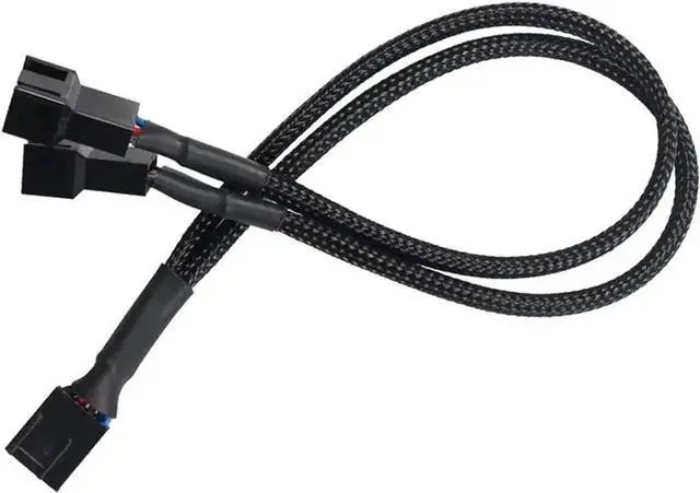 Alt view image 2 of 7 - WRIARICH 2 Pack 10 Inch Sleeved 1-to-2 PWM Fan Splitter Cable, Black Braided 2-Way PC Fan Extension Cord Compatible with 3-Pin & 4-Pin CPU Chassis Fans