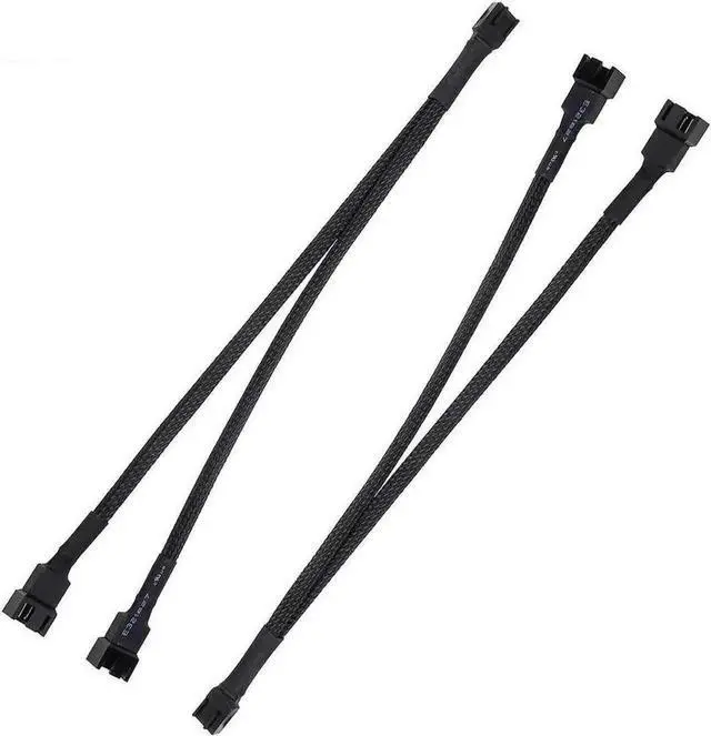 Alt view image 5 of 7 - WRIARICH 2 Pack 10 Inch Sleeved 1-to-2 PWM Fan Splitter Cable, Black Braided 2-Way PC Fan Extension Cord Compatible with 3-Pin & 4-Pin CPU Chassis Fans