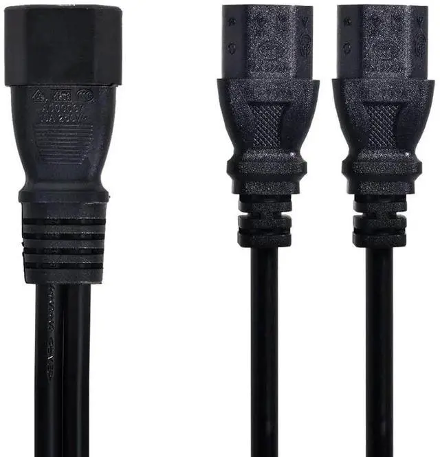 Alt view image 3 of 7 - WRIARICH IEC C14 Male to Dual C13 Female Y Splitter Power Cable 10A 250V for Computer Monitor PDU Printer Chassis