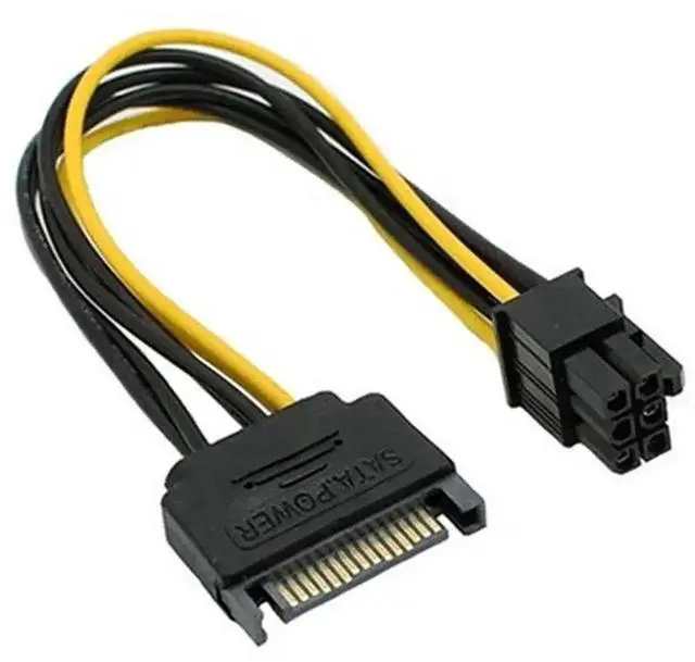 Alt view image 3 of 6 - WRIARICH 6Pin PCIe to 15Pin SATA Power Adapter Cable, 20cm 18AWG for BTC Miner Rig & Desktop PC