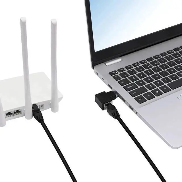 Alt view image 5 of 5 - WRIARICH 2 Pack Left 90 Degree RJ45 Male to Female Right Angle Ethernet Adapter, 8P8C LAN Cable Elbow Extender, Compatible with Cat5/Cat5e/Cat6 Network Cables