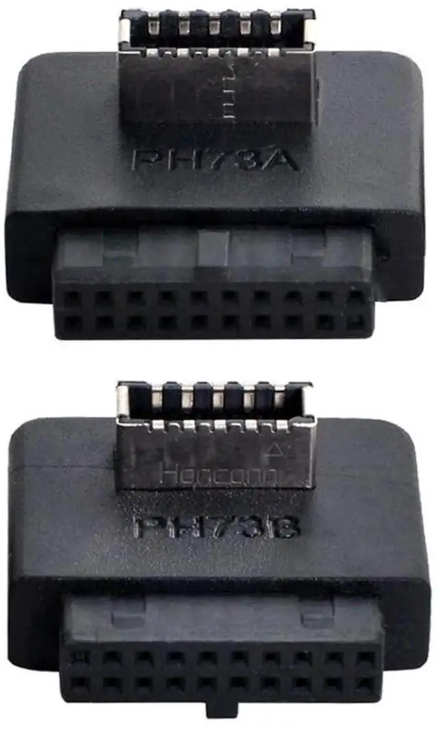 Alt view image 4 of 7 - WRIARICH 2 Pack Overmolded USB 3.0 19/20Pin Internal Header to USB 3.1 Type-E Front Panel Extension Adapter