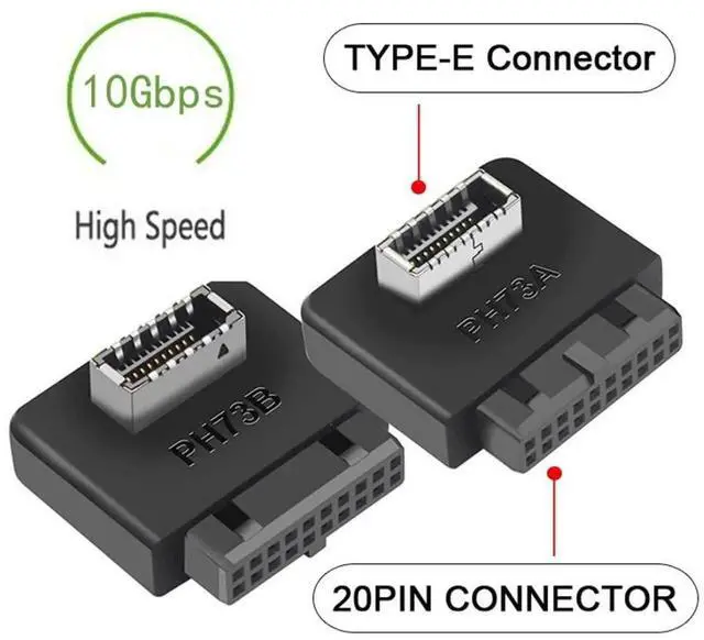Alt view image 7 of 7 - WRIARICH 2 Pack Overmolded USB 3.0 19/20Pin Internal Header to USB 3.1 Type-E Front Panel Extension Adapter