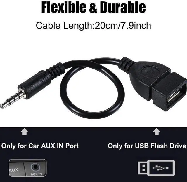 Alt view image 5 of 6 - WRIARICH USB 2.0 Female to 3.5mm Male AUX OTG Adapter Cable, 1/8 Inch Audio Jack Converter for Car Stereo to Play Music from USB Flash Drives