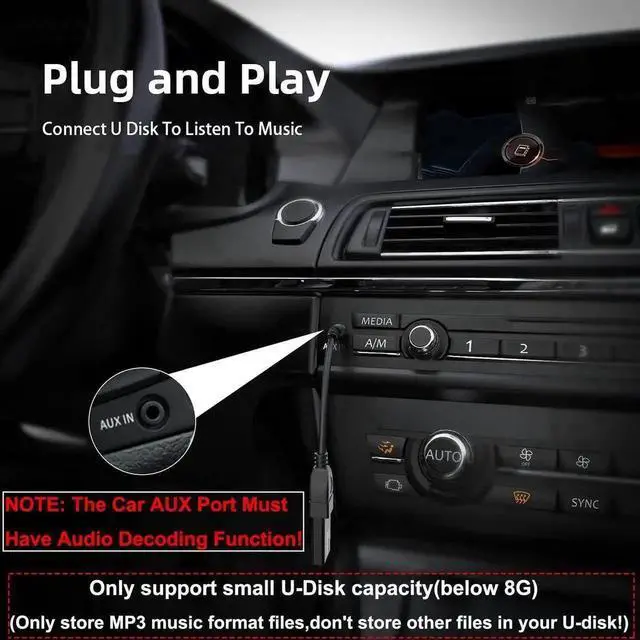 Alt view image 6 of 6 - WRIARICH USB 2.0 Female to 3.5mm Male AUX OTG Adapter Cable, 1/8 Inch Audio Jack Converter for Car Stereo to Play Music from USB Flash Drives