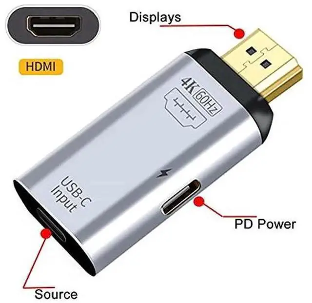 Alt view image 3 of 7 - WRIARICH USB-C Female to HDMI Adapter with PD Charging, 4K@60Hz Video Converter for Phone and Laptop