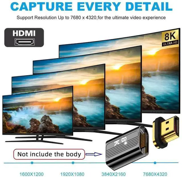Alt view image 2 of 6 - WRIARICH Magnetic HDMI 2.1 Adapter with 19Pin Full Contacts, Support 8K Video Signal Magnetic HDMI Connector for Laptops, HDTV, Monitors