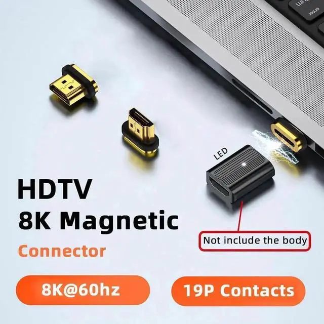 Alt view image 5 of 6 - WRIARICH Magnetic HDMI 2.1 Adapter with 19Pin Full Contacts, Support 8K Video Signal Magnetic HDMI Connector for Laptops, HDTV, Monitors