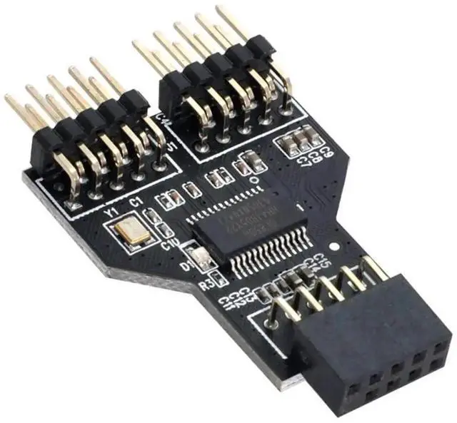 Alt view image 3 of 7 - WRIARICH USB 2.0 9Pin/10Pin Motherboard Header 1-to-2 Splitter Adapter, Internal Front Panel USB Hub Extension Connector for PC Mainboard USB 2.0 Port Expansion