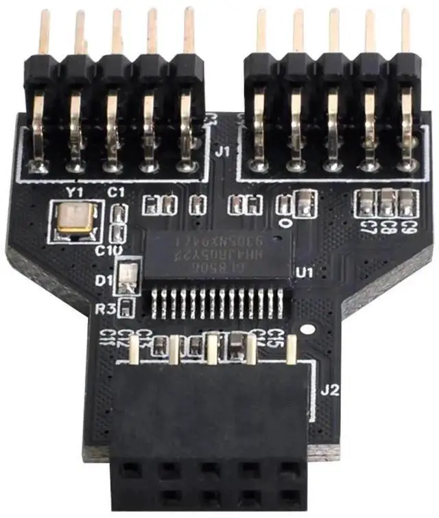 Alt view image 5 of 7 - WRIARICH USB 2.0 9Pin/10Pin Motherboard Header 1-to-2 Splitter Adapter, Internal Front Panel USB Hub Extension Connector for PC Mainboard USB 2.0 Port Expansion