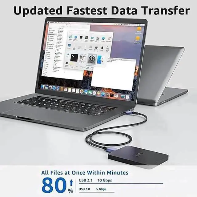 Alt view image 4 of 6 - WRIARICH USB C to Micro B Hard Drive Cable, 3.3ft/1M USB 3.0 5Gbps Data Transfer Cord for External HDD/SSD, Compatible with MacBook Pro/Air, iPad, Samsung Galaxy & More Black