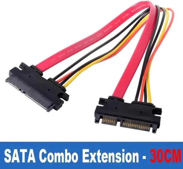 Alt view image 2 of 4 - WRIARICH 1FT SATA 22Pin (7+15) Male to Female Combo Extension Cable, Integrated Data & Power Cord