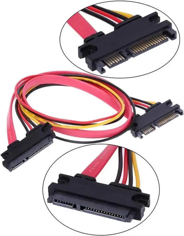 Alt view image 4 of 4 - WRIARICH 1FT SATA 22Pin (7+15) Male to Female Combo Extension Cable, Integrated Data & Power Cord