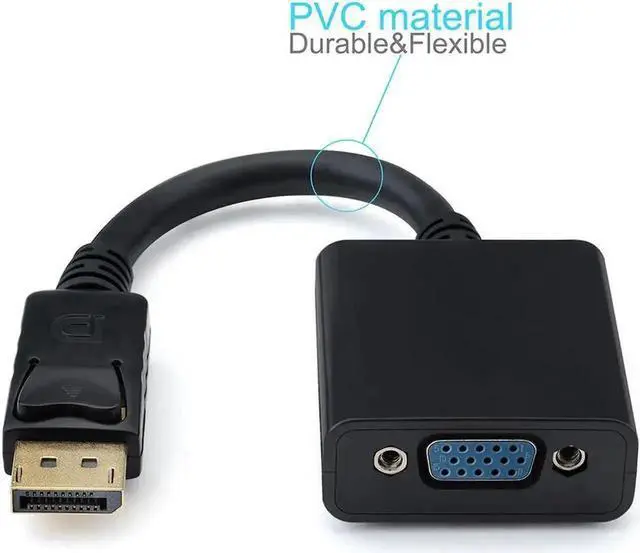 Alt view image 2 of 7 - WRIARICH Black 20Pin DisplayPort Male to 15Pin VGA Female Adapter, 1080P DP to VGA Converter for MacBook ThinkPad PC Laptop Monitor Projector
