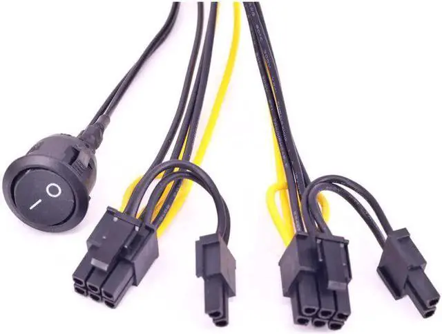 Alt view image 3 of 5 - WRIARICH 30cm 24Pin ATX to Dual 6+2 Pin PCIe Power Cable with On/Off Switch, 24Pin Female to 8Pin Male Power Cord