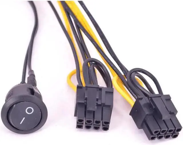 Alt view image 2 of 5 - WRIARICH 30cm 24Pin ATX to Dual 6+2 Pin PCIe Power Cable with On/Off Switch, 24Pin Female to 8Pin Male Power Cord