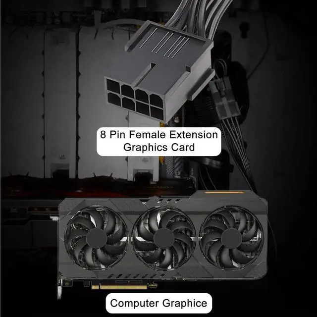 Alt view image 6 of 7 - WRIARICH 2 Pack 12 Inch 8 Pin PCIe Power Extension Cable, PCI Express GPU Power Cord