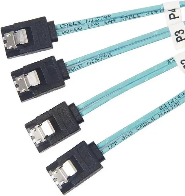 Alt view image 5 of 5 - WRIARICH 3.3ft SFF-8087 Mini SAS to 4 Forward SATA Breakout Cable, Internal Mini SAS Controller to Quad SATA Backplane Splitter Cord