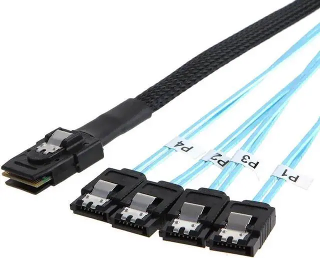 Main image of WRIARICH 3.3ft SFF-8087 Mini SAS to 4 Forward SATA Breakout Cable, Internal Mini SAS Controller to Quad SATA Backplane Splitter Cord