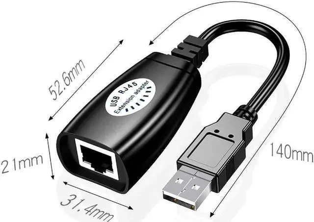 Alt view image 4 of 5 - WRIARICH USB 2.0 to RJ45 LAN Extender Adapter, USB Signal Over Cat5/Cat5e/Cat6 Ethernet Cable Extension Cord for Remote USB Device Transmission