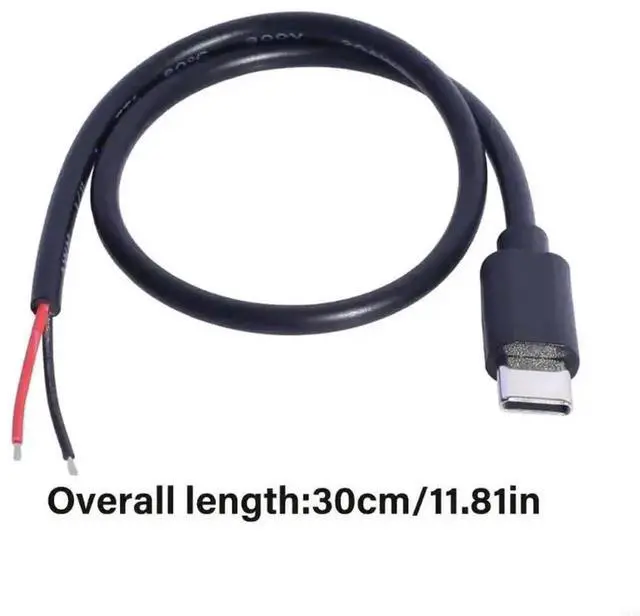 Alt view image 2 of 3 - WRIARICH USB C Male to 2Pin Bare Wire Power Cable, 5V 2A DIY Pigtail Cord for LED Lights