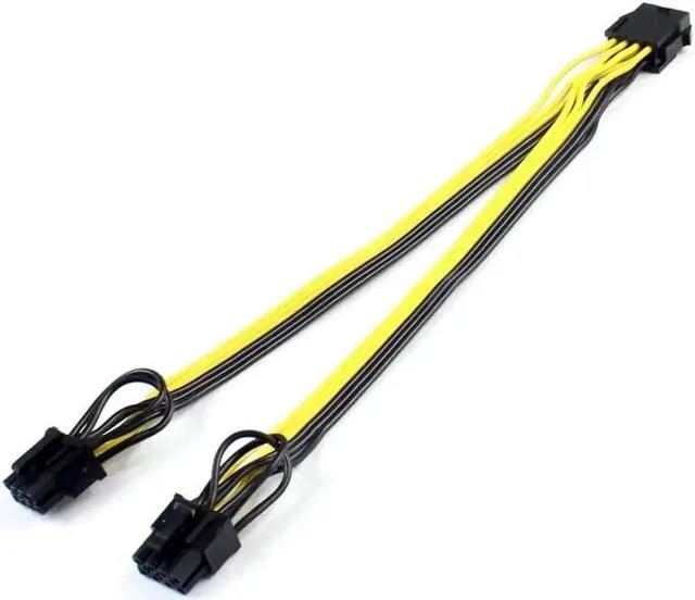 Alt view image 2 of 6 - WRIARICH 25cm CPU 8Pin to Dual 8Pin(6+2) GPU Power Adapter Cable for Graphics Card & Miner