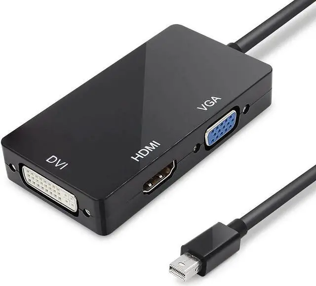 Alt view image 5 of 5 - WRIARICH 3-in-1 Mini DisplayPort (MDP) to HDMI DVI VGA Multiport Converter, Thunderbolt Compatible Mini DP Adapter Supports 1080P Full HD Resolution, Black Compact Design